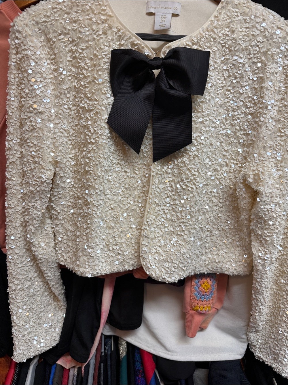 House of Harlow 1960 bolero with bow and sequins